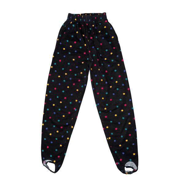 NWT 90s Michael Carrie Argyle Electric Stirrup Pants black multicolor star Small - Picture 1 of 3